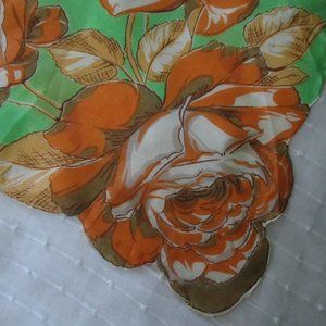 1950s orange roses silk scarf